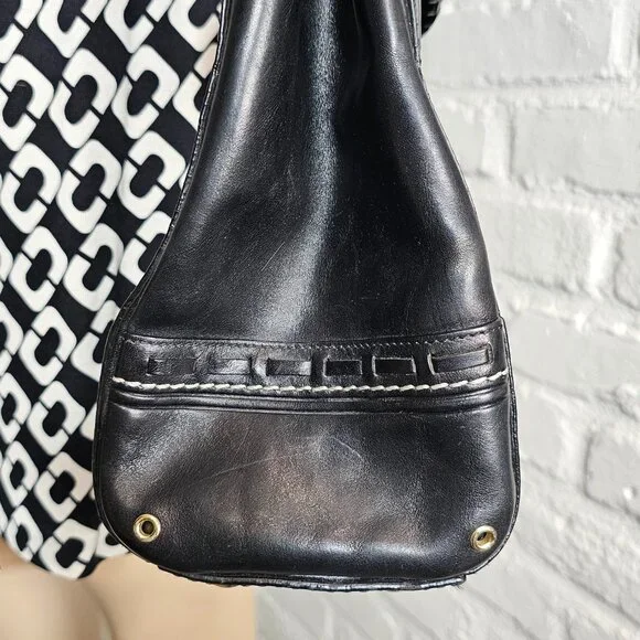 Coach Hamptons Leather Shoulder Bag Black Braided Strap Tassel Vintage - Picture 11 of 16